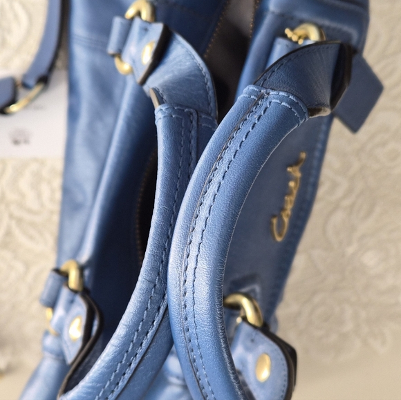 Coach Blue Leather Ashley Satchel Bag - Picture 7 of 13